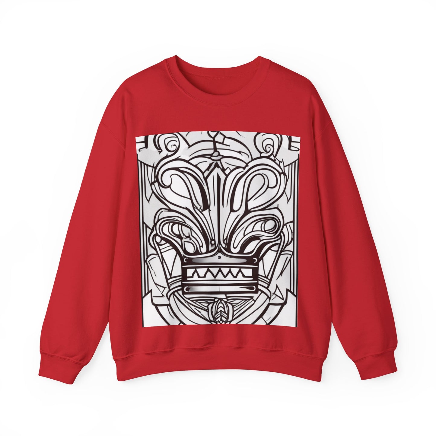 boostlete-boost-mode-icon-crown-offset-line-art-0190 — Unisex Heavy Blend Crewneck Sweatshirt (Gildan)