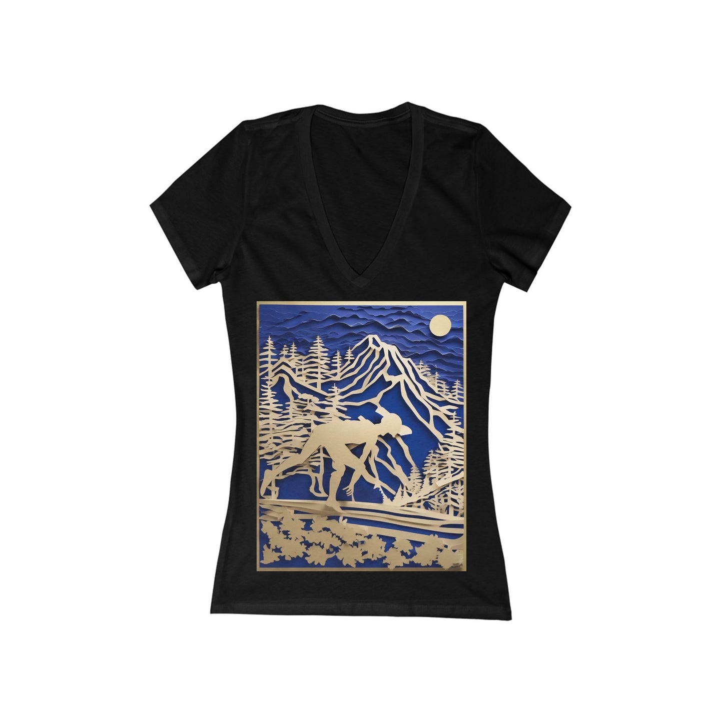 boostlete-recovery-progress-scene-trail-3d-paper-0176 — Women's Deep V-Neck Tee (B+C 6035)