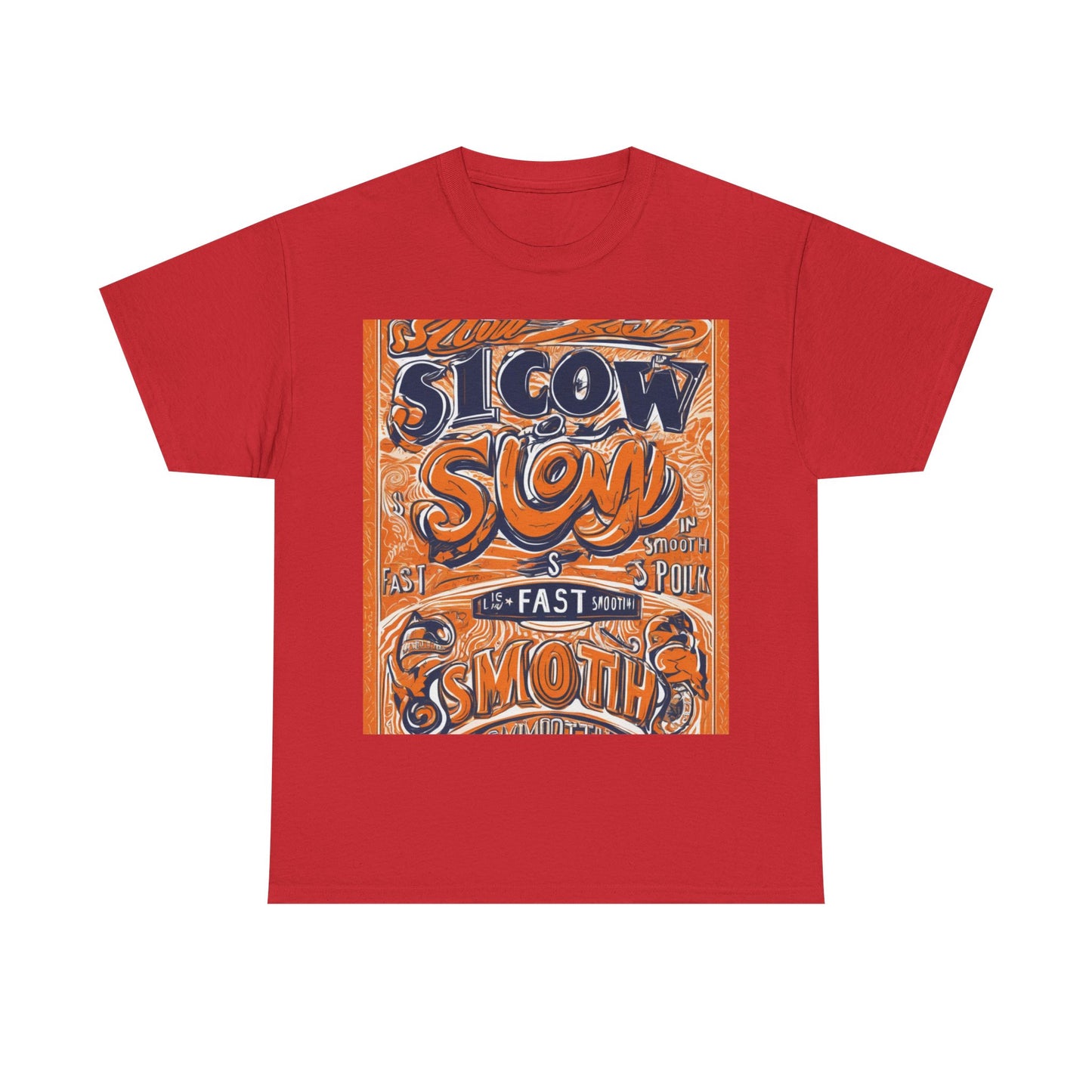 boostlete-rise-grind-type-slow-is-smooth-smooth-is-fast-outline-over-solid-engraved-0025 — Unisex Heavy Cotton Tee (Gildan 5000)