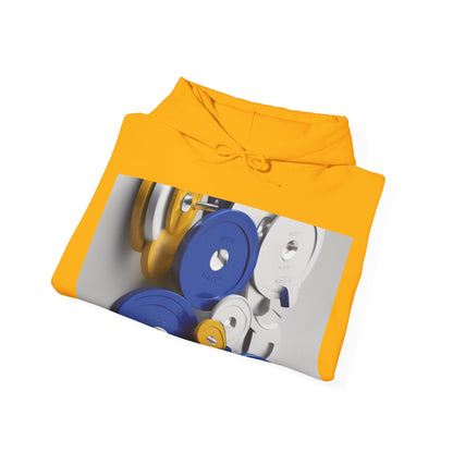 boostlete-field-day-icon-barbell-offset-geometric-0150 — Unisex Heavy Blend Hooded Sweatshirt (Gildan)