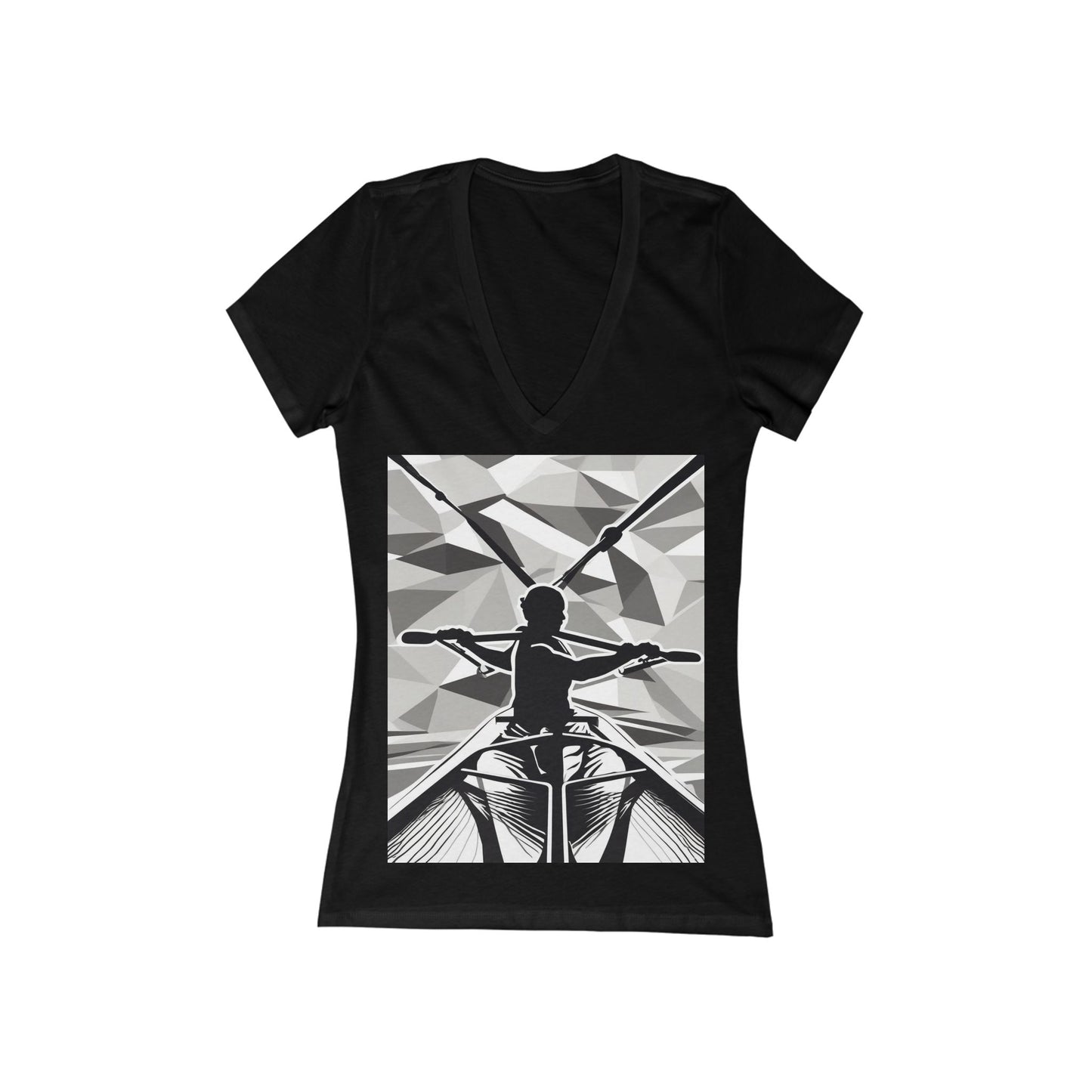 boostlete-am-crew-scene-rower-outline-geometric-0060 — Women's Deep V-Neck Tee (B+C 6035)