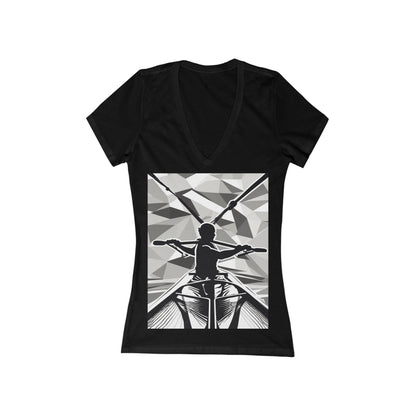 boostlete-am-crew-scene-rower-outline-geometric-0060 — Women's Deep V-Neck Tee (B+C 6035)