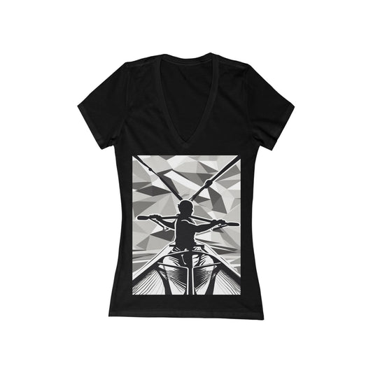 boostlete-am-crew-scene-rower-outline-geometric-0060 — Women's Deep V-Neck Tee (B+C 6035)