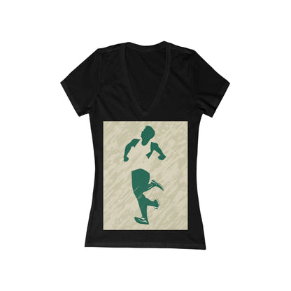 boostlete-am-crew-icon-runner-grainy-blueprint-0134 — Women's Deep V-Neck Tee (B+C 6035)