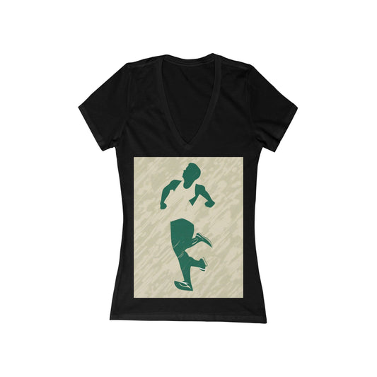 boostlete-am-crew-icon-runner-grainy-blueprint-0134 — Women's Deep V-Neck Tee (B+C 6035)