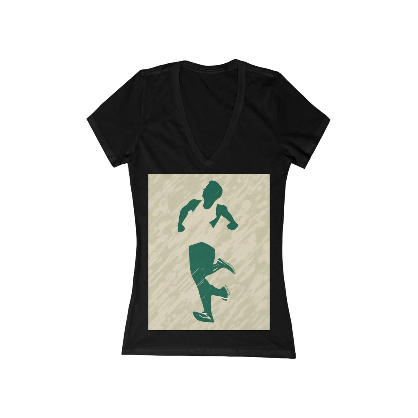 boostlete-am-crew-icon-runner-grainy-blueprint-0134 — Women's Deep V-Neck Tee (B+C 6035)