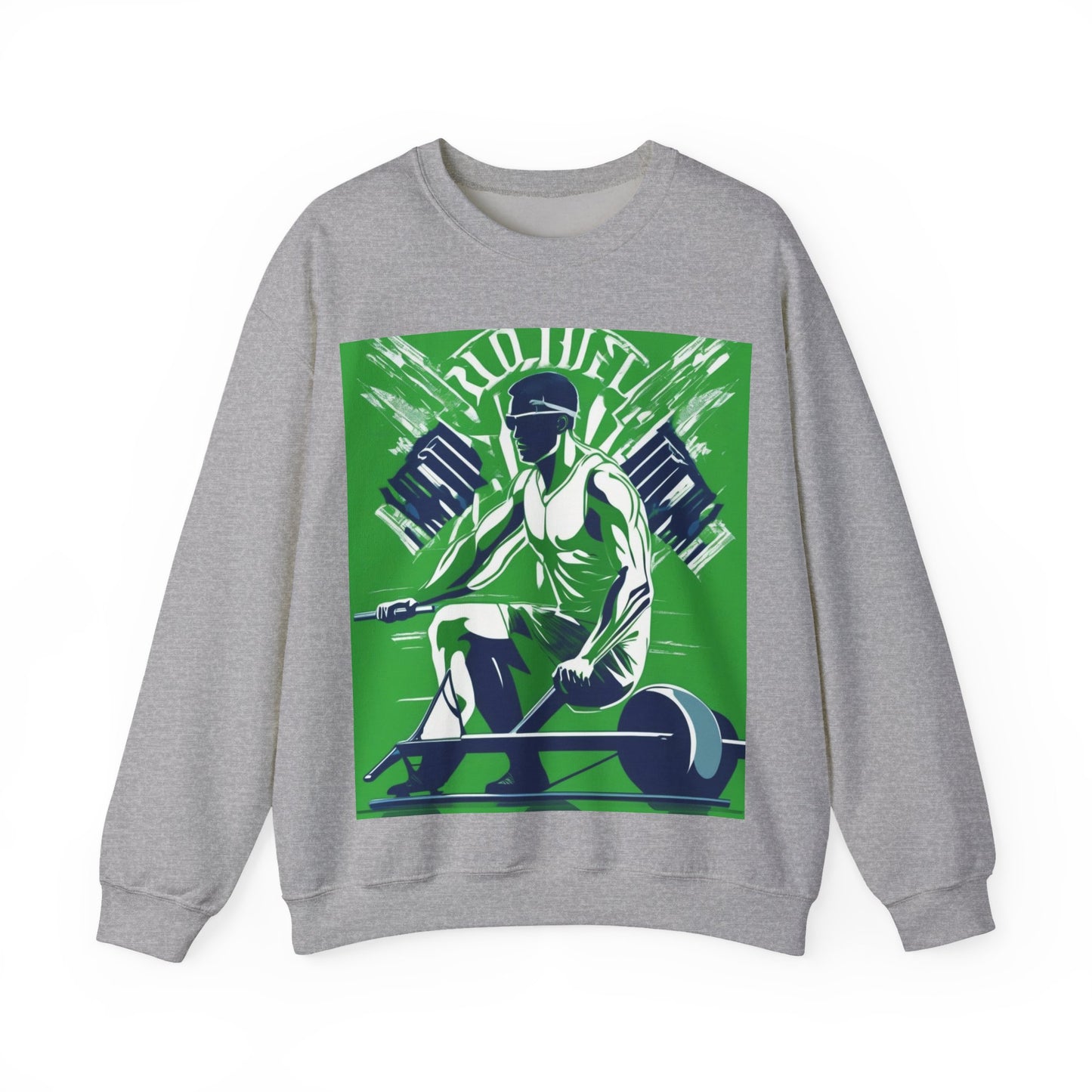 boostlete-am-crew-scene-rower-grainy-bold-0172 — Unisex Heavy Blend Crewneck Sweatshirt (Gildan)