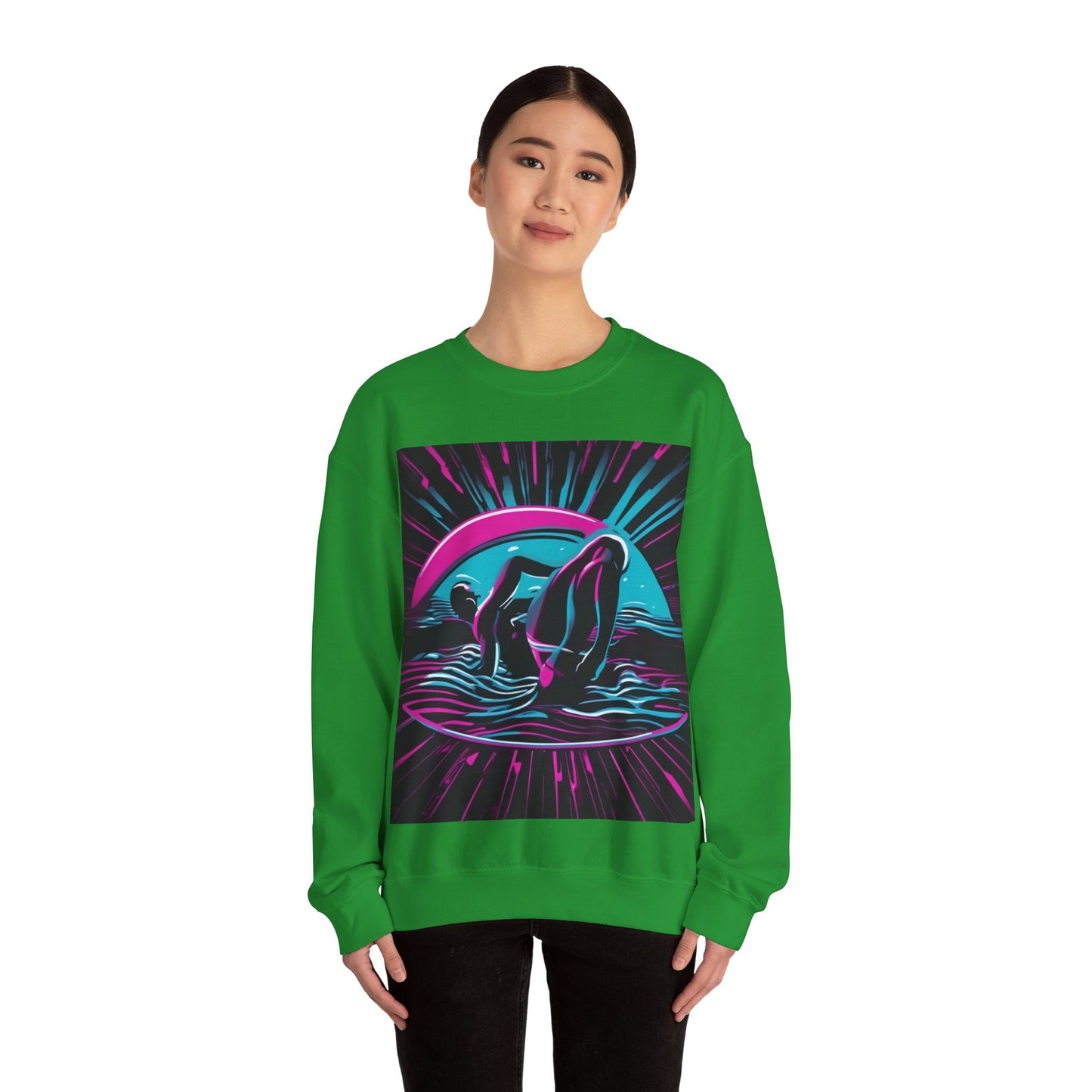 boostlete-pr-season-icon-swimmer-duotone-bold-0126 — Unisex Heavy Blend Crewneck Sweatshirt (Gildan)