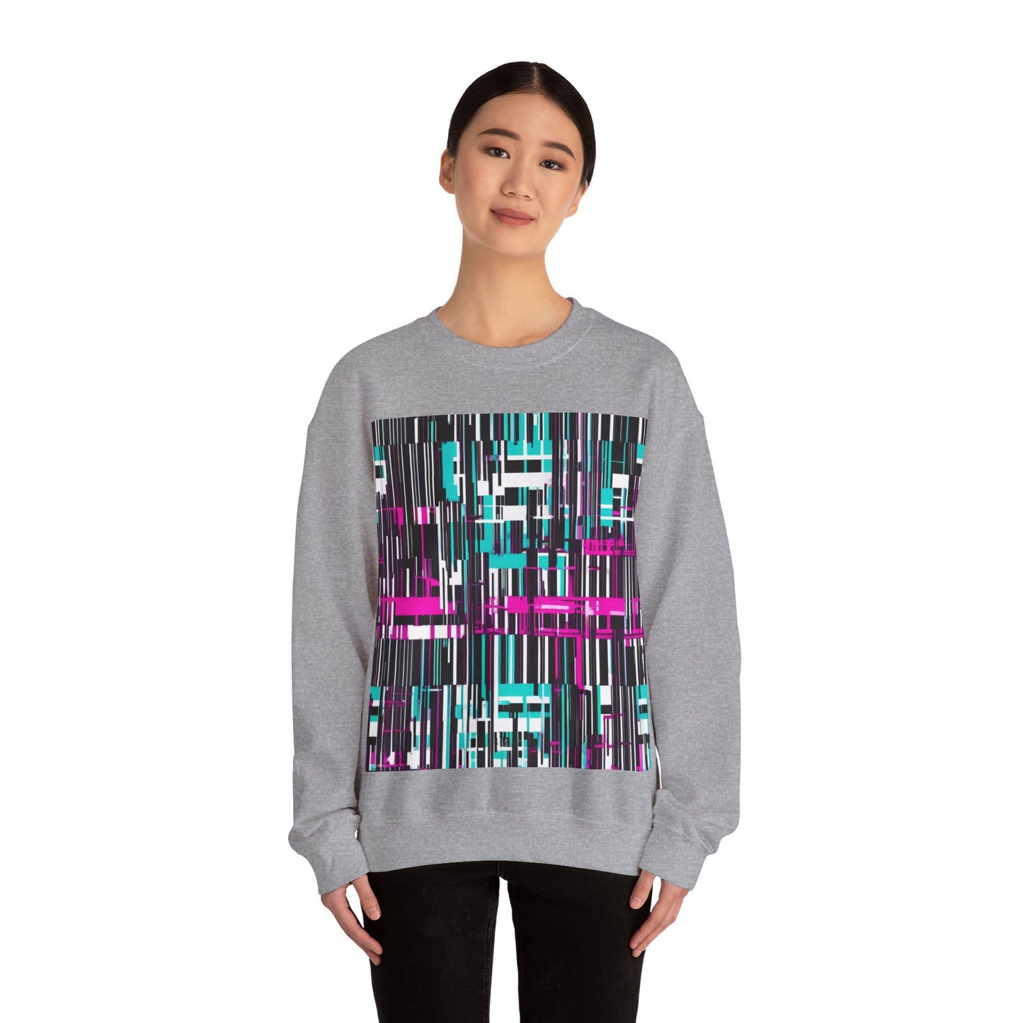 boostlete-am-crew-pattern-barcode-bold-0023 — Unisex Heavy Blend Crewneck Sweatshirt (Gildan)
