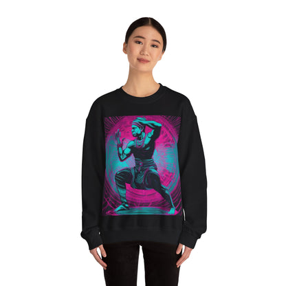 boostlete-rise-grind-scene-yogi-motion-line-art-0240 — Unisex Heavy Blend Crewneck Sweatshirt (Gildan)
