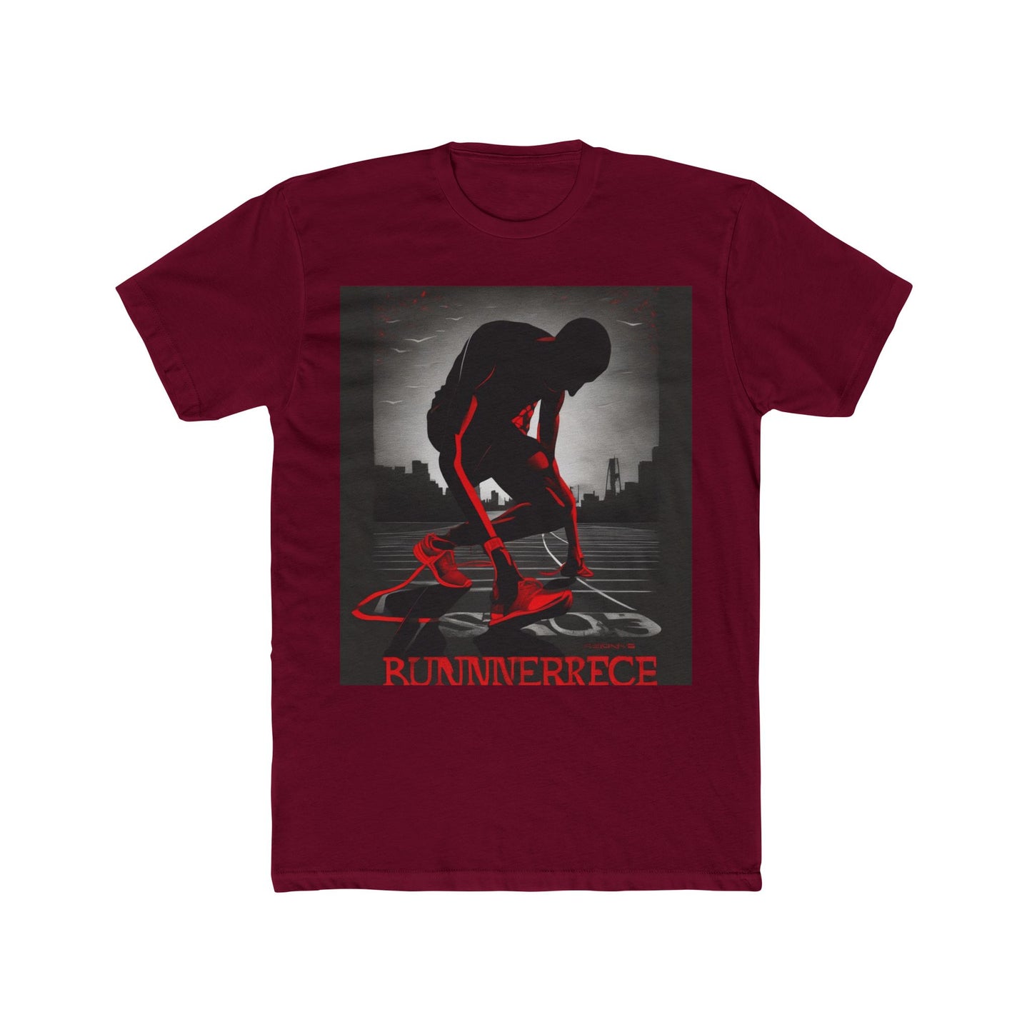 boostlete-mile-by-mile-scene-runner-grainy-bold-0168 — Unisex Cotton Crew Tee (NL 3600)