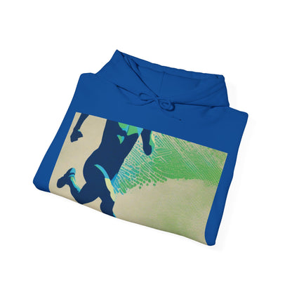 boostlete-am-crew-scene-sprinter-halftone-engraved-0092 — Unisex Heavy Blend Hooded Sweatshirt (Gildan)