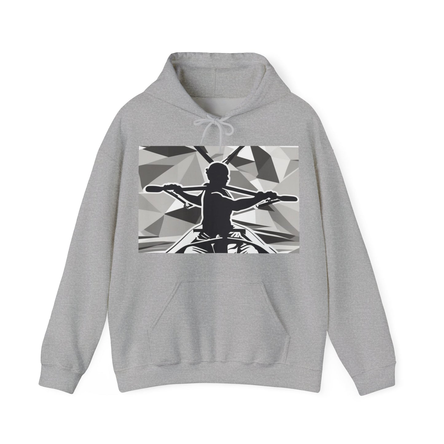 boostlete-am-crew-scene-rower-outline-geometric-0060 — Unisex Heavy Blend Hooded Sweatshirt (Gildan)