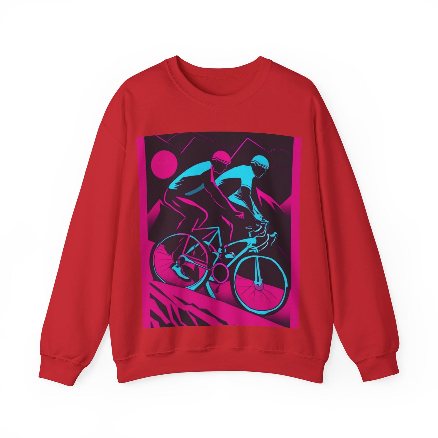 boostlete-rise-grind-scene-cyclist-outline-vector-0868 — Unisex Heavy Blend Crewneck (G18000)