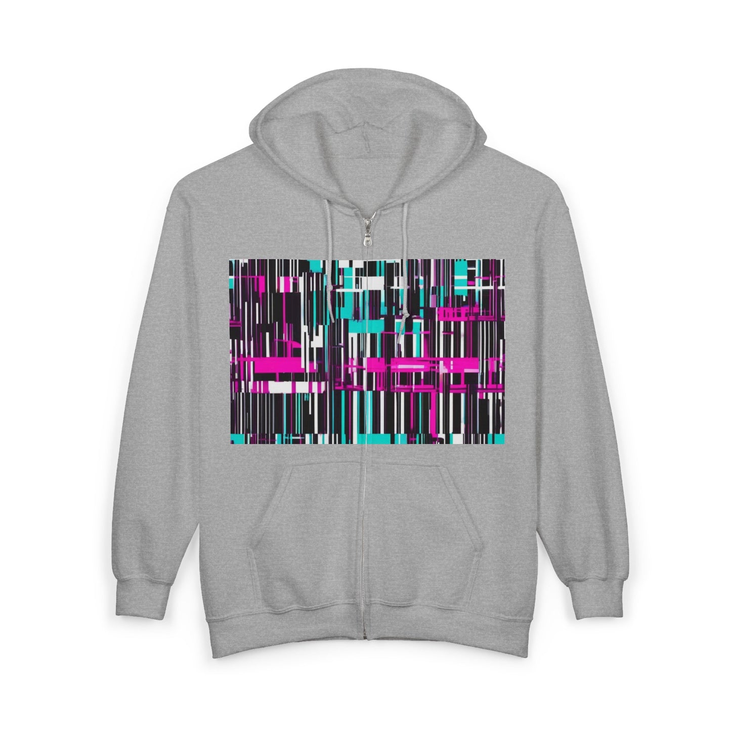 boostlete-am-crew-pattern-barcode-bold-0023 — Unisex Heavy Blend Full-Zip Hooded Sweatshirt