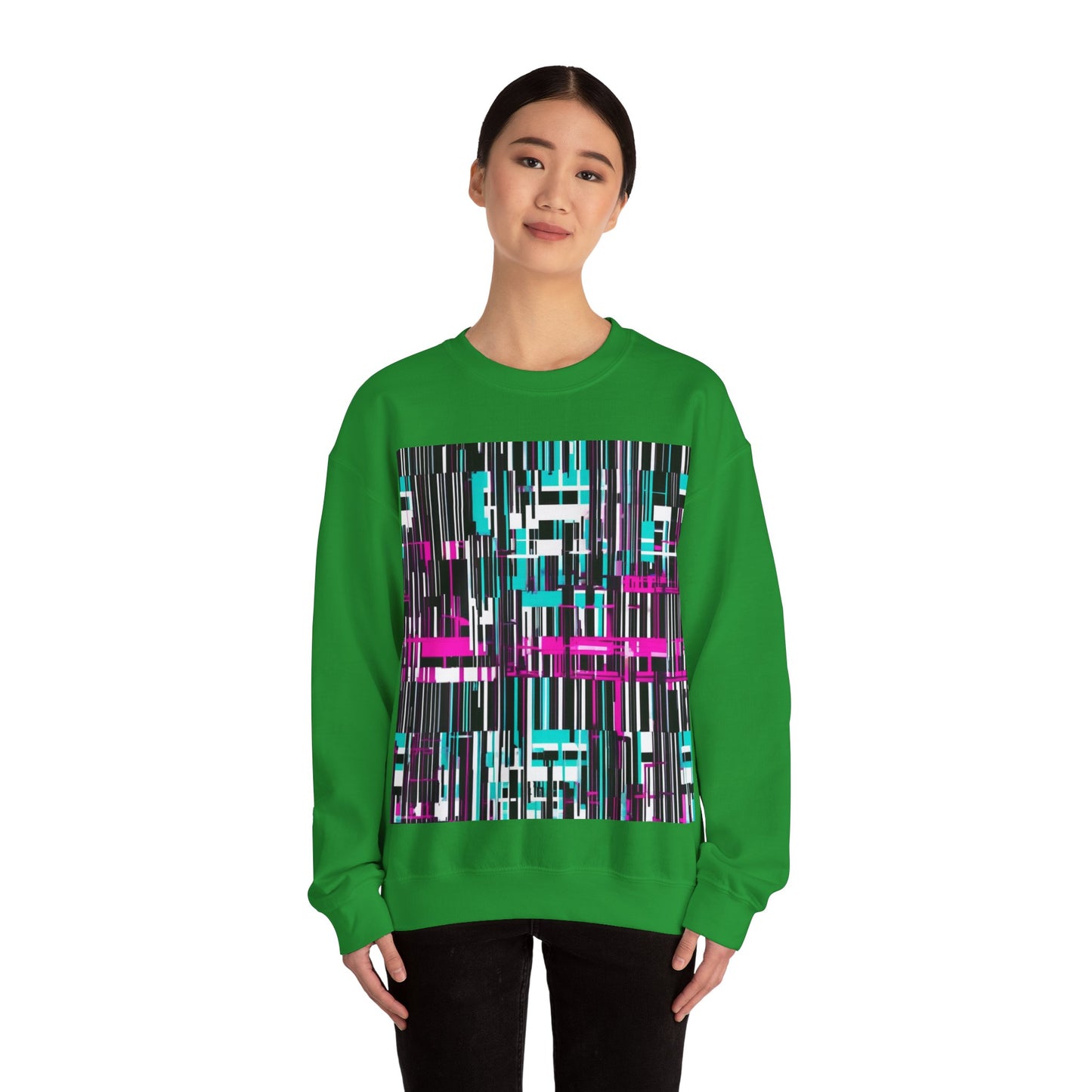 boostlete-am-crew-pattern-barcode-bold-0023 — Unisex Heavy Blend Crewneck Sweatshirt (Gildan)