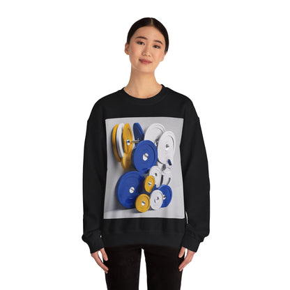 boostlete-field-day-icon-barbell-offset-geometric-0150 — Unisex Heavy Blend Crewneck Sweatshirt (Gildan)