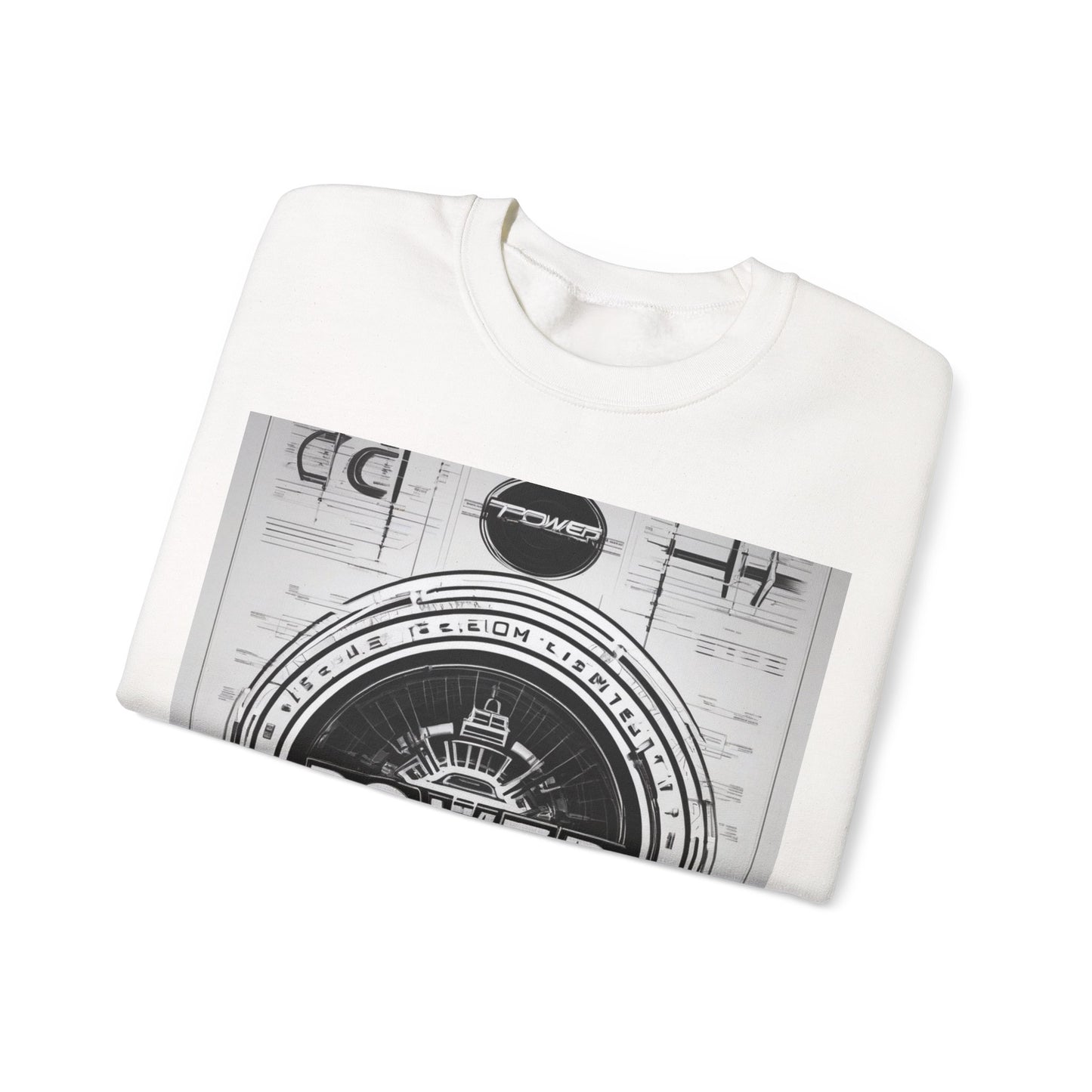 boostlete-boost-mode-type-power-in-quiet-badge-blueprint-0245 — Unisex Heavy Blend Crewneck Sweatshirt (Gildan)