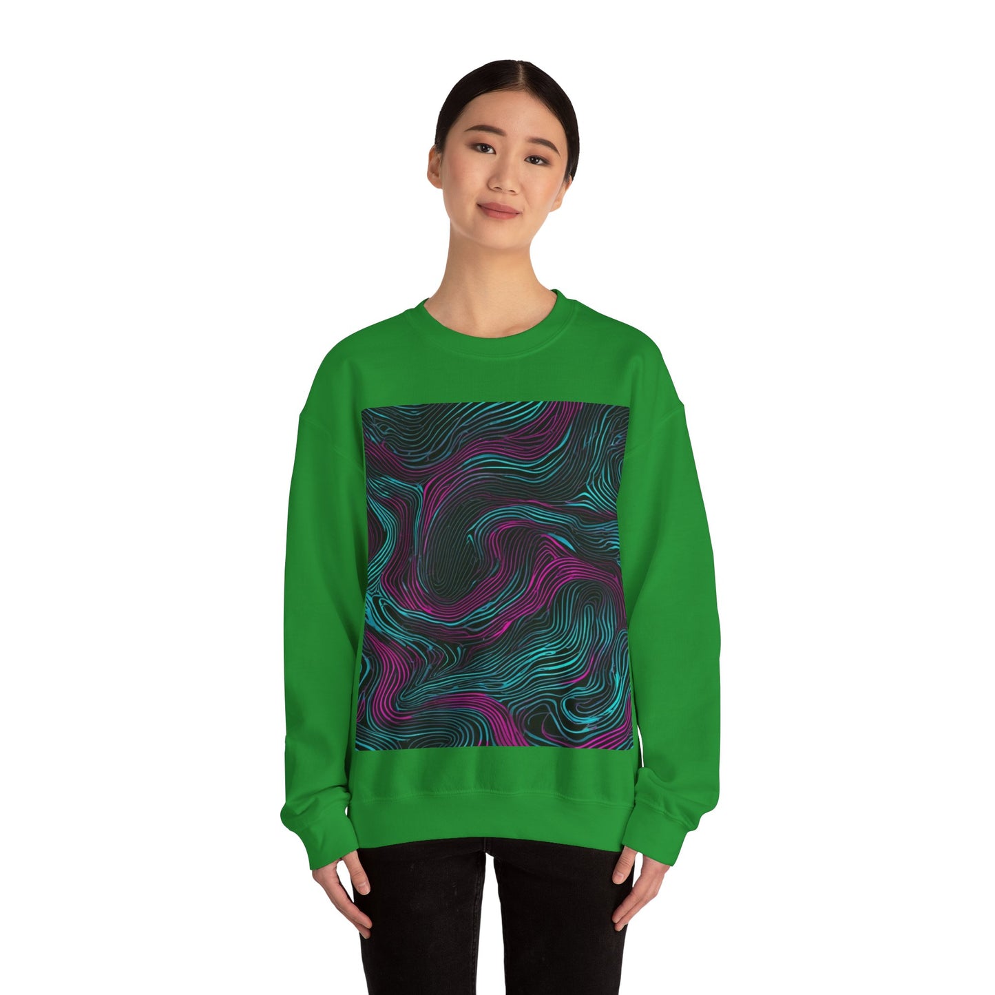 boostlete-am-crew-pattern-topographic-monoline-0075 — Unisex Heavy Blend Crewneck Sweatshirt (Gildan)