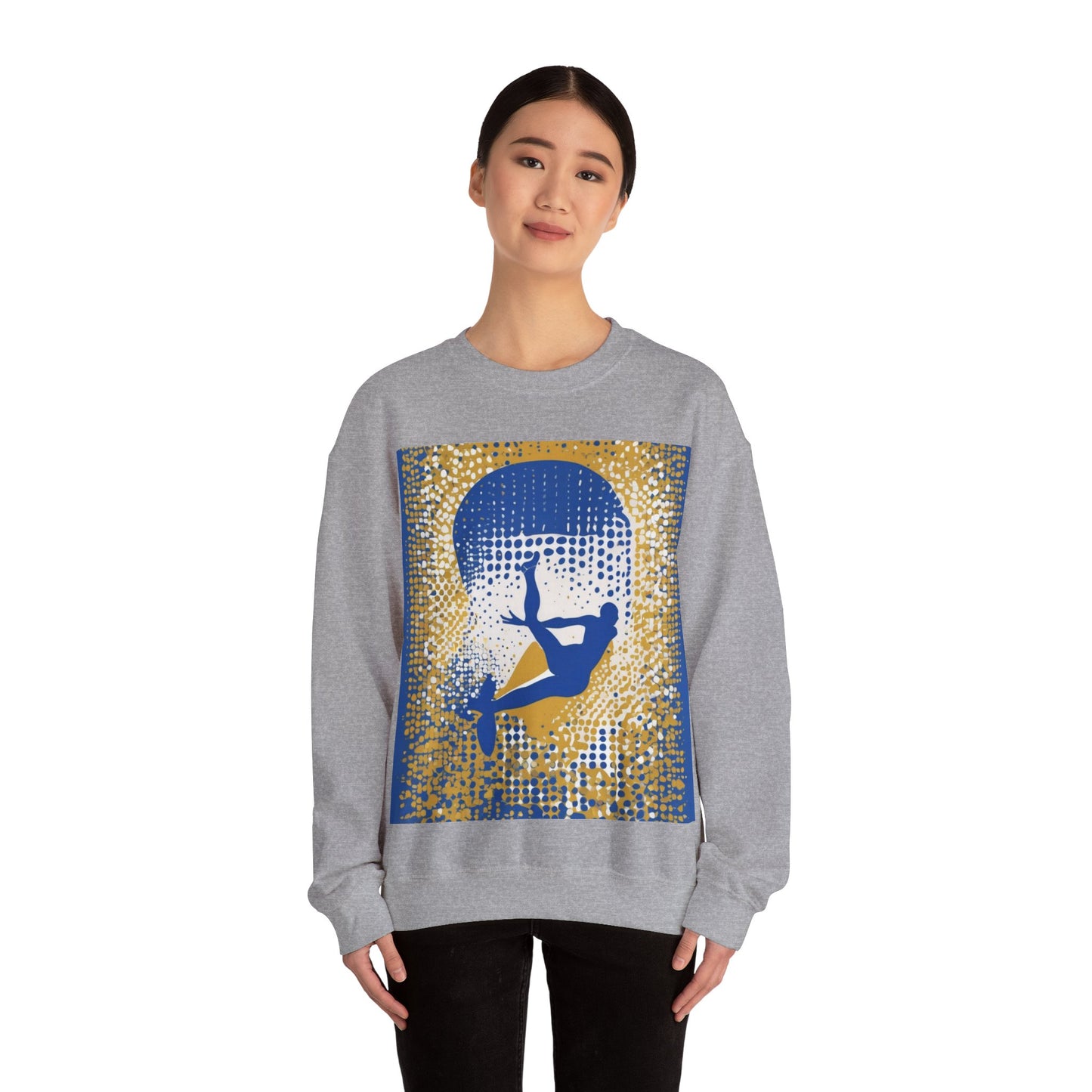 boostlete-field-day-icon-swimmer-halftone-paper-0246 — Unisex Heavy Blend Crewneck Sweatshirt (Gildan)