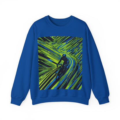 boostlete-am-crew-scene-cyclist-speed-isometric-0064 — Unisex Heavy Blend Crewneck Sweatshirt (Gildan)