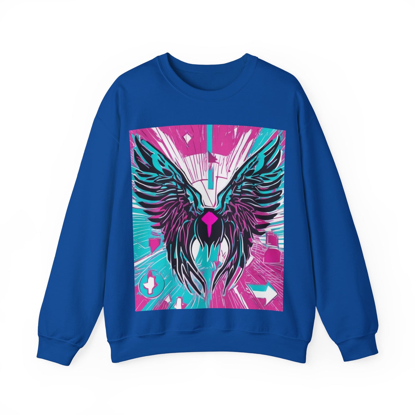 boostlete-am-crew-icon-wings-outline-line-art-0282 — Unisex Heavy Blend Crewneck Sweatshirt (Gildan)