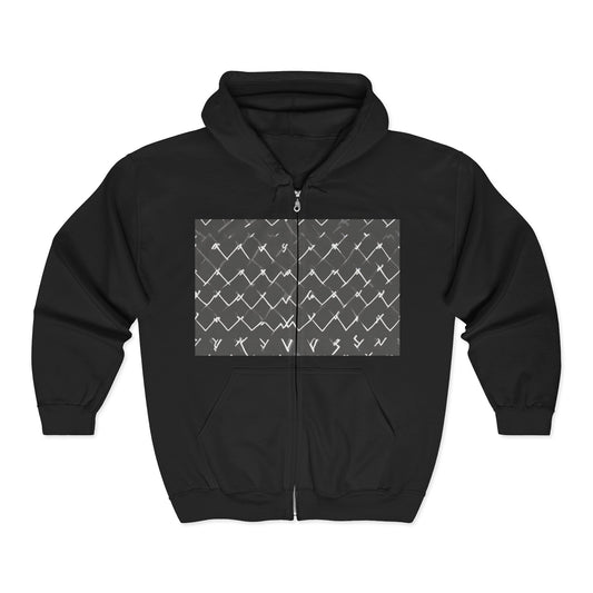 boostlete-am-crew-pattern-ekg-bold-0047 — Unisex Heavy Blend Full-Zip Hooded Sweatshirt