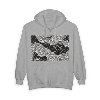 boostlete-field-day-pattern-topographic-line-art-0239 — Unisex Heavy Blend Full-Zip Hooded Sweatshirt