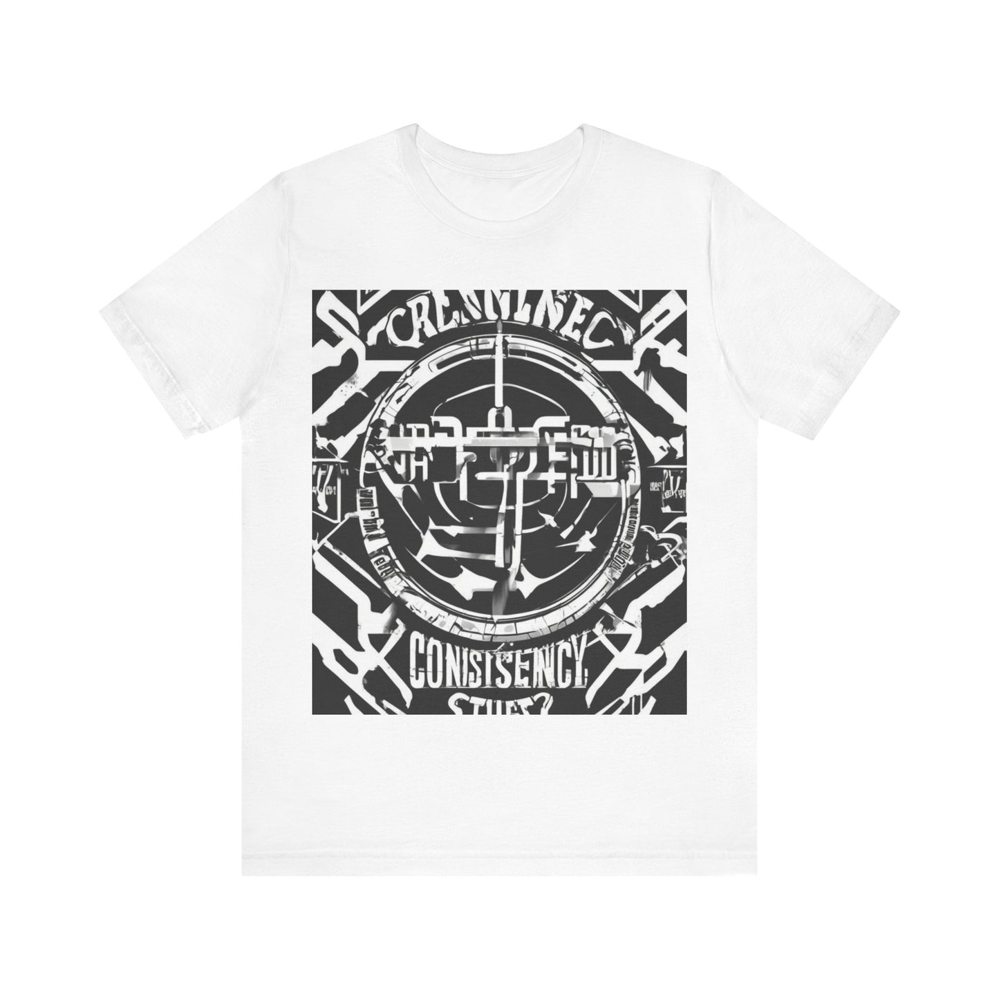 boostlete-am-crew-type-consistency-is-the-flex-centered-industrial-0137 — Unisex Jersey Short Sleeve (B+C 3001)