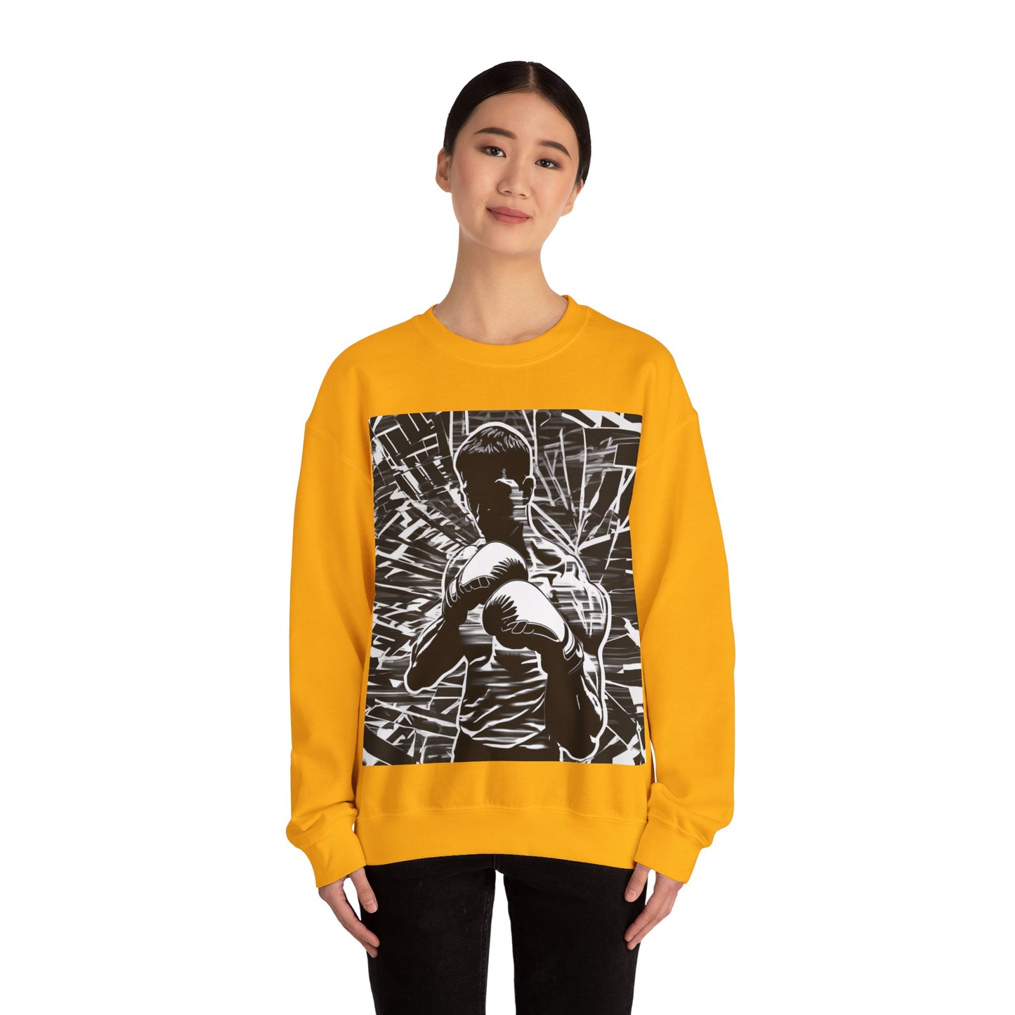 boostlete-boost-mode-scene-boxer-glitch-paper-0084 — Unisex Heavy Blend Crewneck Sweatshirt (Gildan)