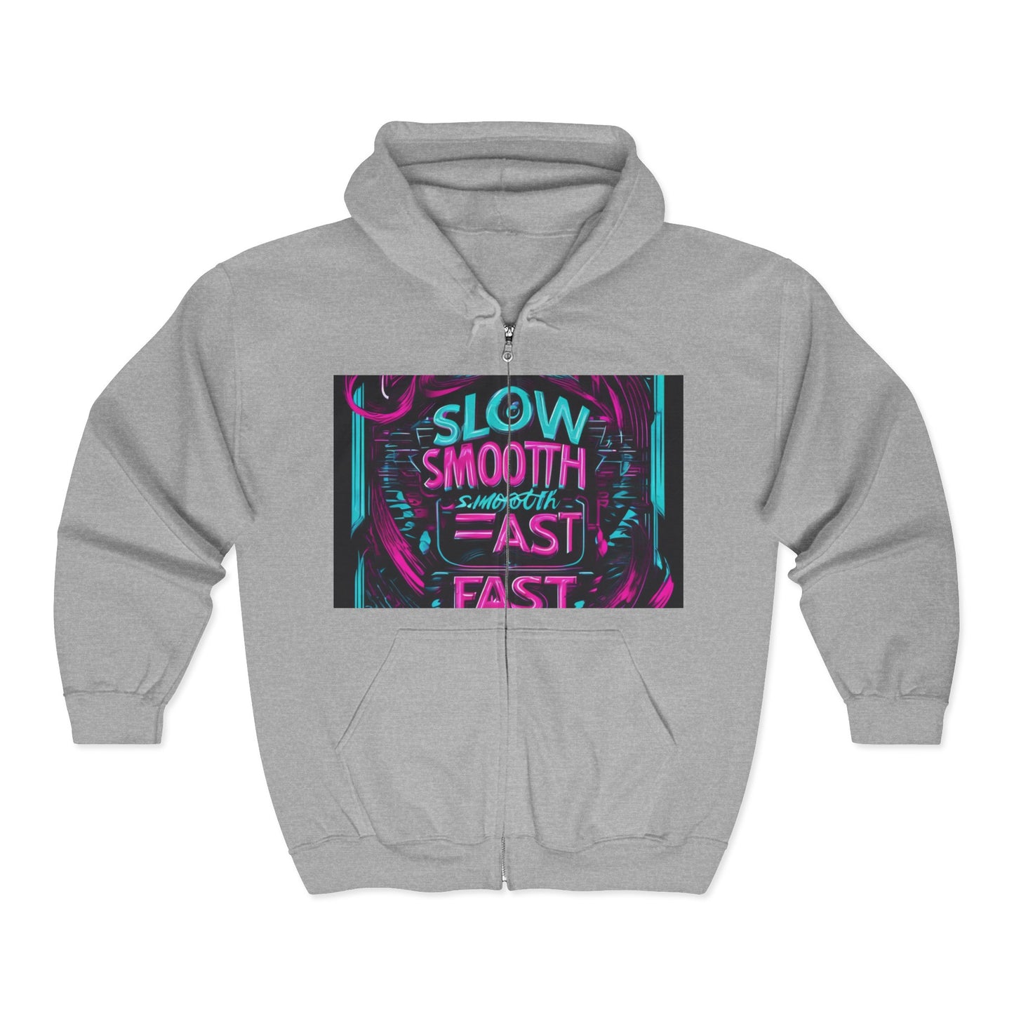 boostlete-recovery-progress-type-slow-is-smooth-smooth-is-fast-banner-engraved-0181 — Unisex Heavy Blend Full-Zip Hooded Sweatshirt