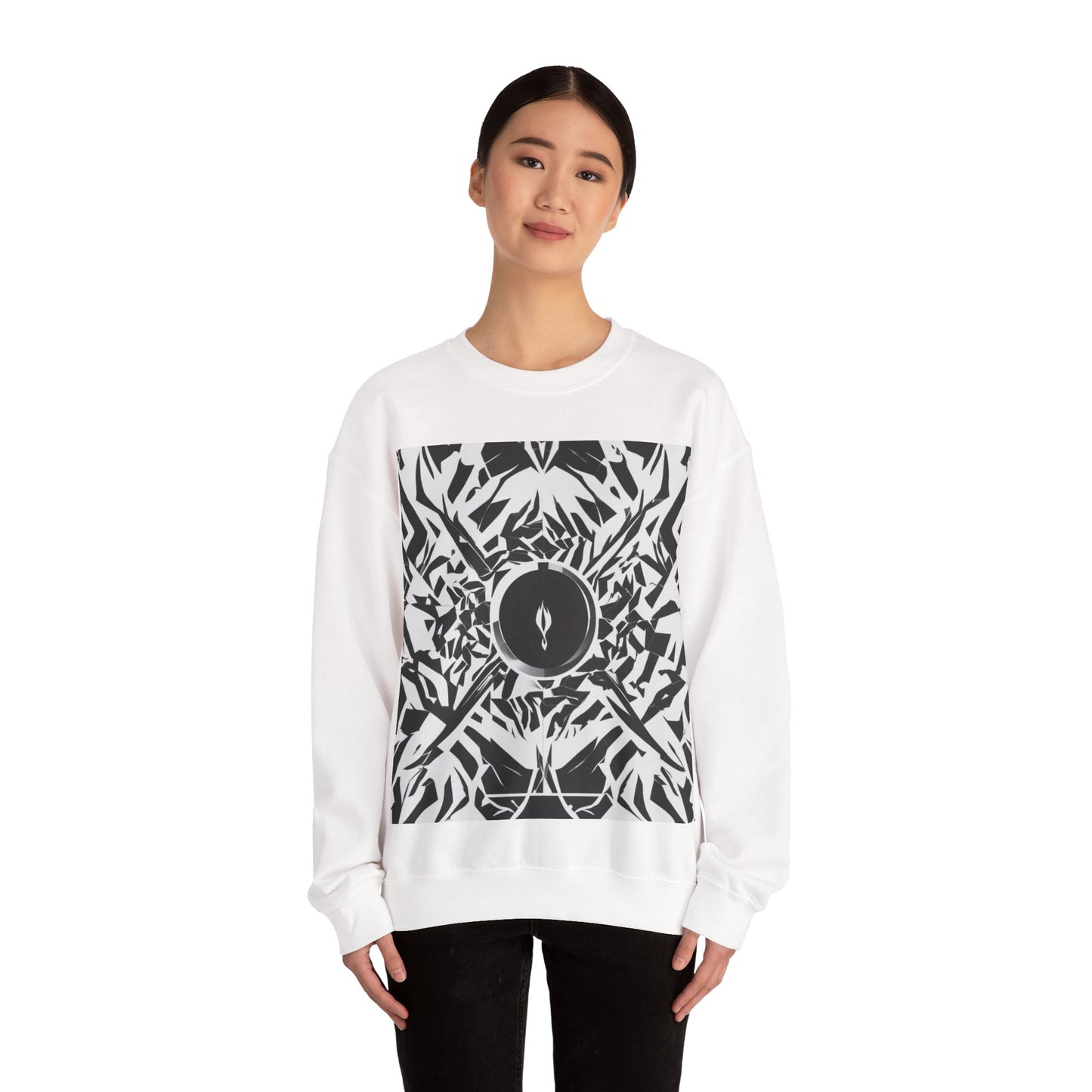boostlete-am-crew-icon-flame-matte-geometric-0286 — Unisex Heavy Blend Crewneck Sweatshirt (Gildan)