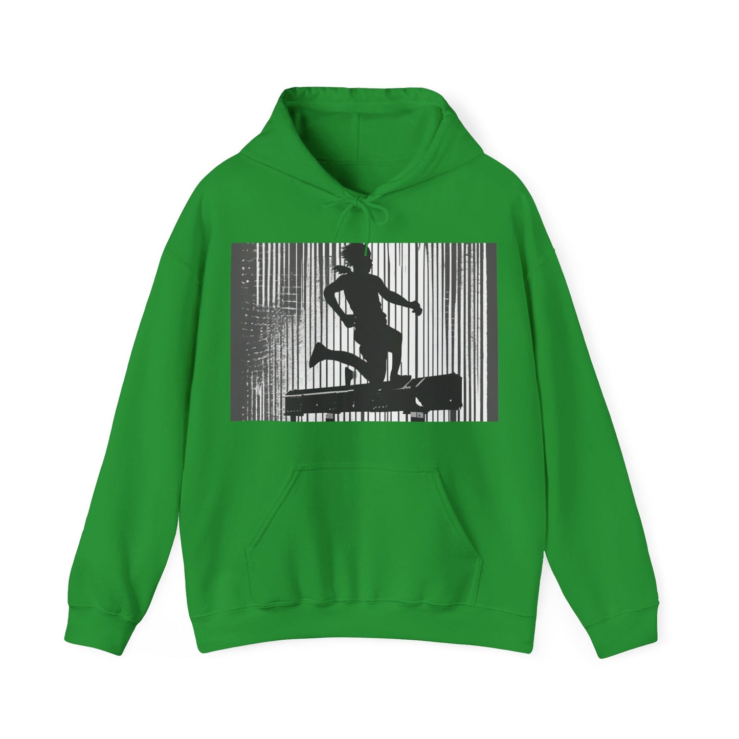 boostlete-am-crew-scene-hurdler-halftone-badge-0956 — Unisex Heavy Blend Hoodie (G18500)