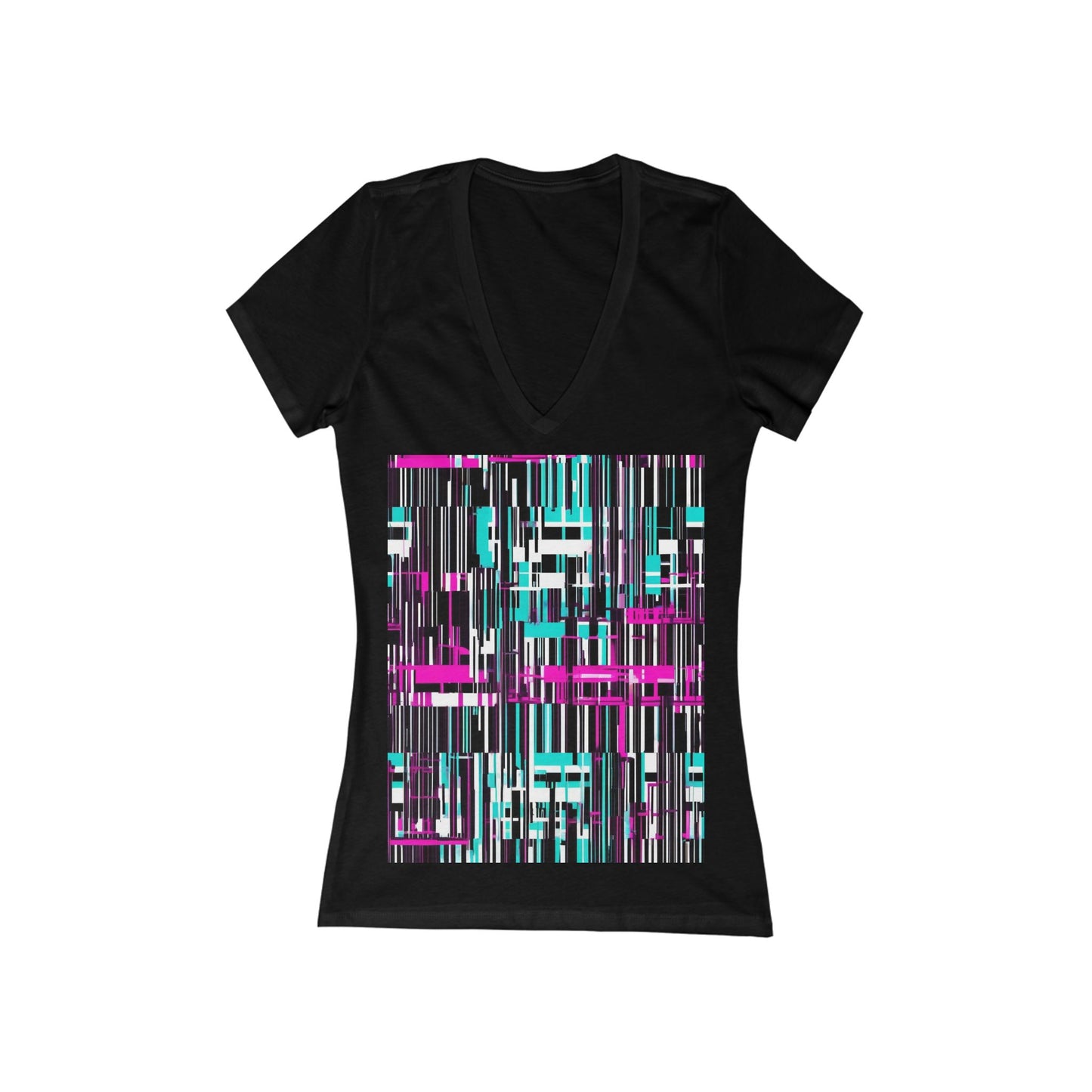 boostlete-am-crew-pattern-barcode-bold-0023 — Women's Deep V-Neck Tee (B+C 6035)