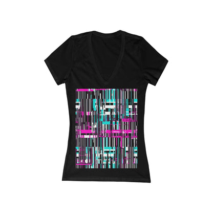 boostlete-am-crew-pattern-barcode-bold-0023 — Women's Deep V-Neck Tee (B+C 6035)