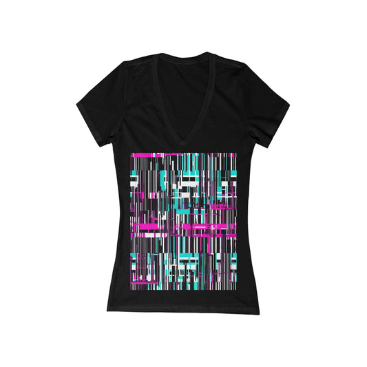 boostlete-am-crew-pattern-barcode-bold-0023 — Women's Deep V-Neck Tee (B+C 6035)