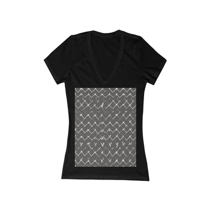 boostlete-am-crew-pattern-ekg-bold-0047 — Women's Deep V-Neck Tee (B+C 6035)