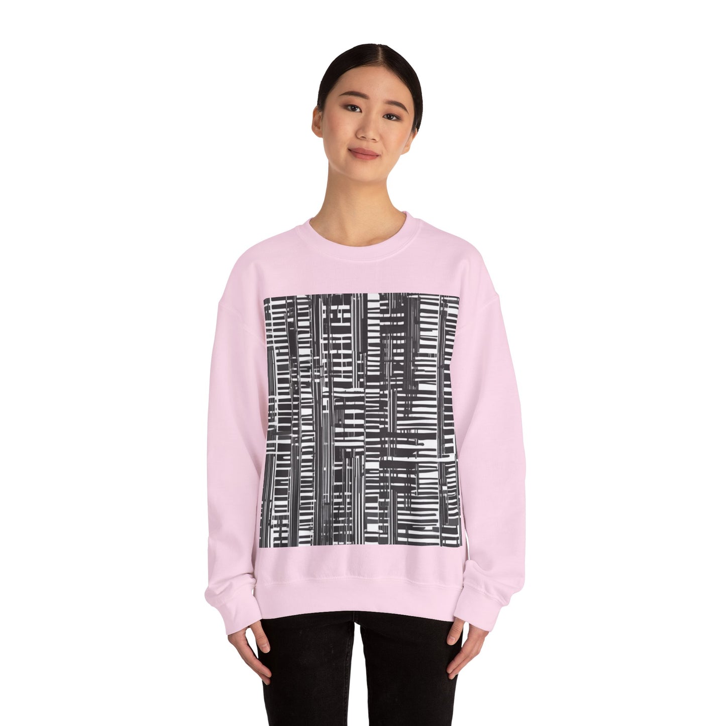 boostlete-iron-intent-pattern-barcode-line-art-0599 — Unisex Heavy Blend Crewneck (G18000)