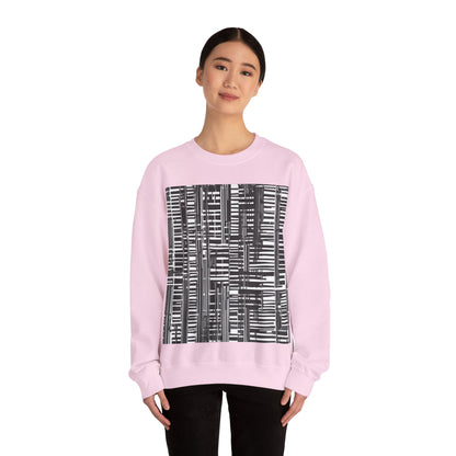 boostlete-iron-intent-pattern-barcode-line-art-0599 — Unisex Heavy Blend Crewneck (G18000)