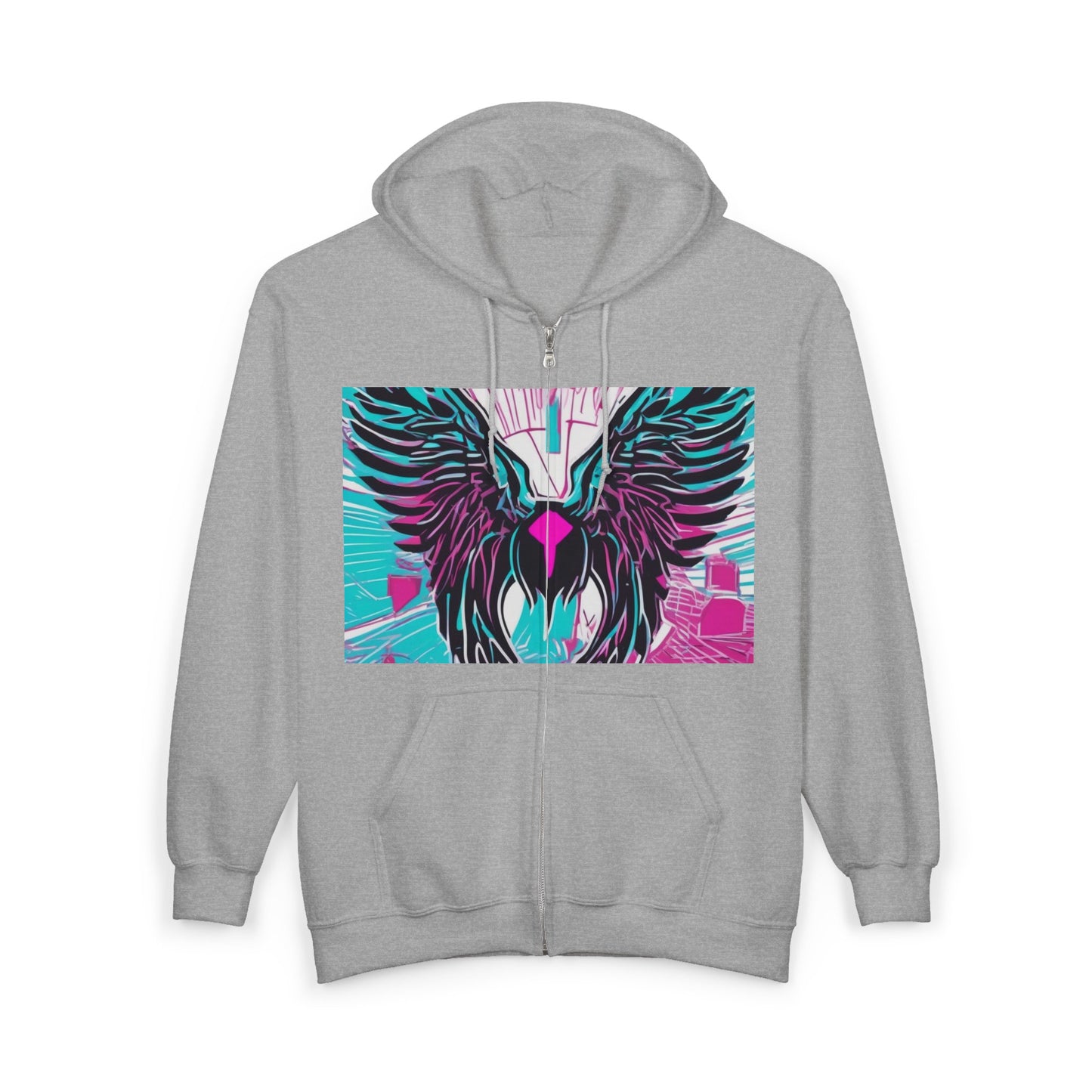 boostlete-am-crew-icon-wings-outline-line-art-0282 — Unisex Heavy Blend Full-Zip Hooded Sweatshirt