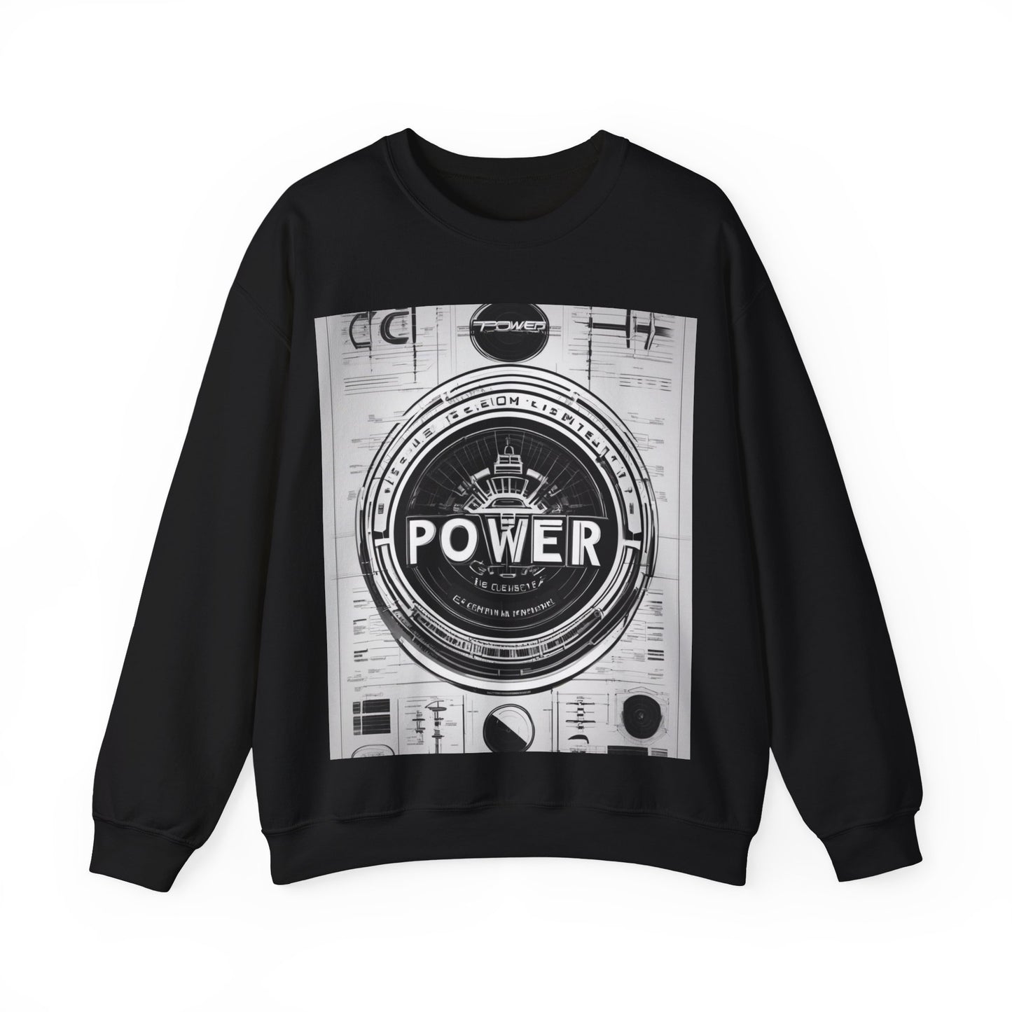 boostlete-boost-mode-type-power-in-quiet-badge-blueprint-0245 — Unisex Heavy Blend Crewneck Sweatshirt (Gildan)