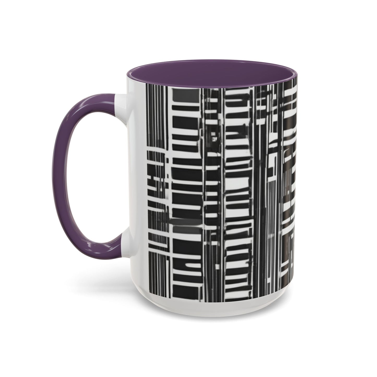 boostlete-iron-intent-pattern-barcode-line-art-0599 — Accent Mug 11/15oz