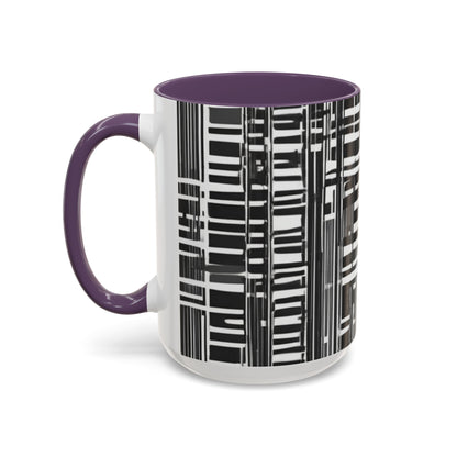 boostlete-iron-intent-pattern-barcode-line-art-0599 — Accent Mug 11/15oz