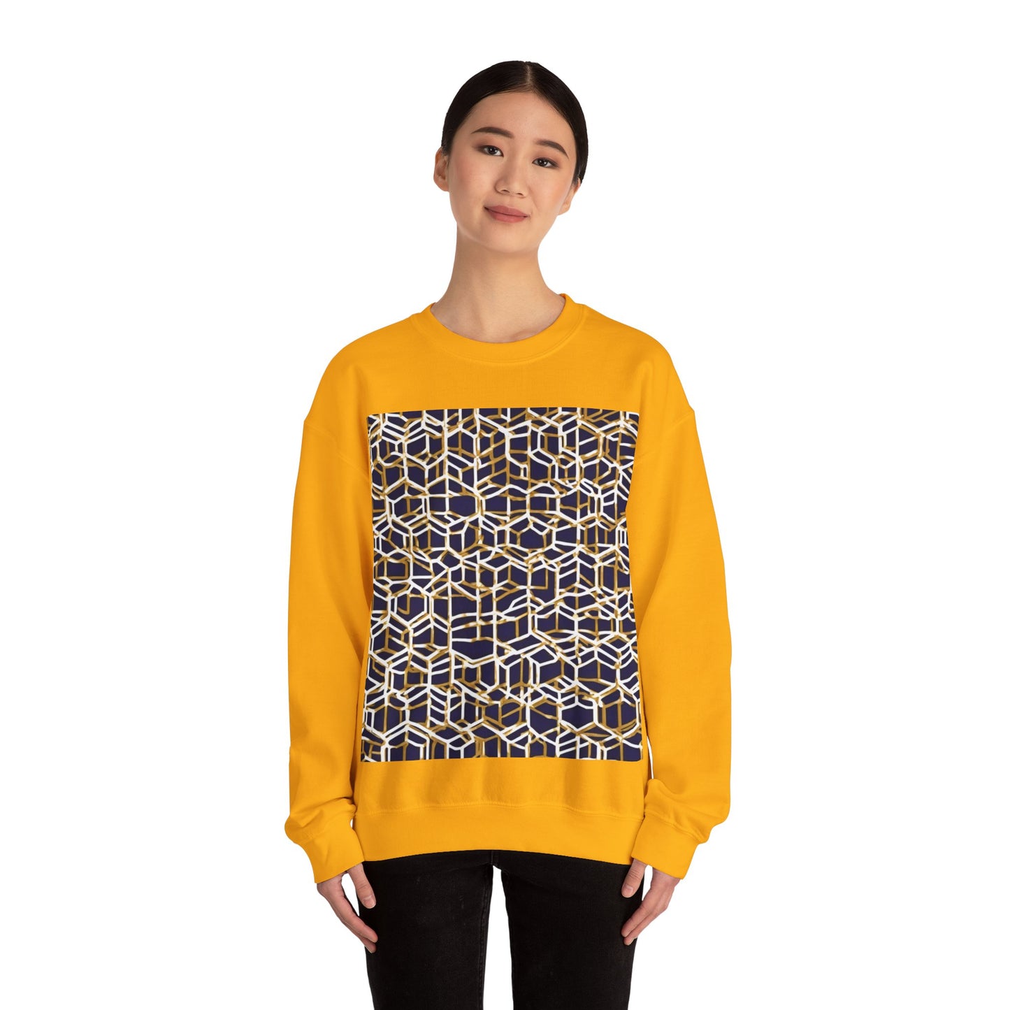 boostlete-am-crew-pattern-hex-industrial-0131 — Unisex Heavy Blend Crewneck Sweatshirt (Gildan)