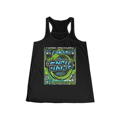 boostlete-iron-intent-type-focus-finish-big-retro-0177 — Women's Flowy Racerback Tank (B+C 8800)