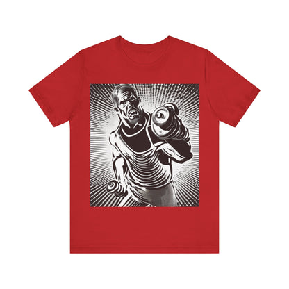 boostlete-pr-season-scene-lunge-halftone-engraved-0096 — Unisex Jersey Short Sleeve (B+C 3001)