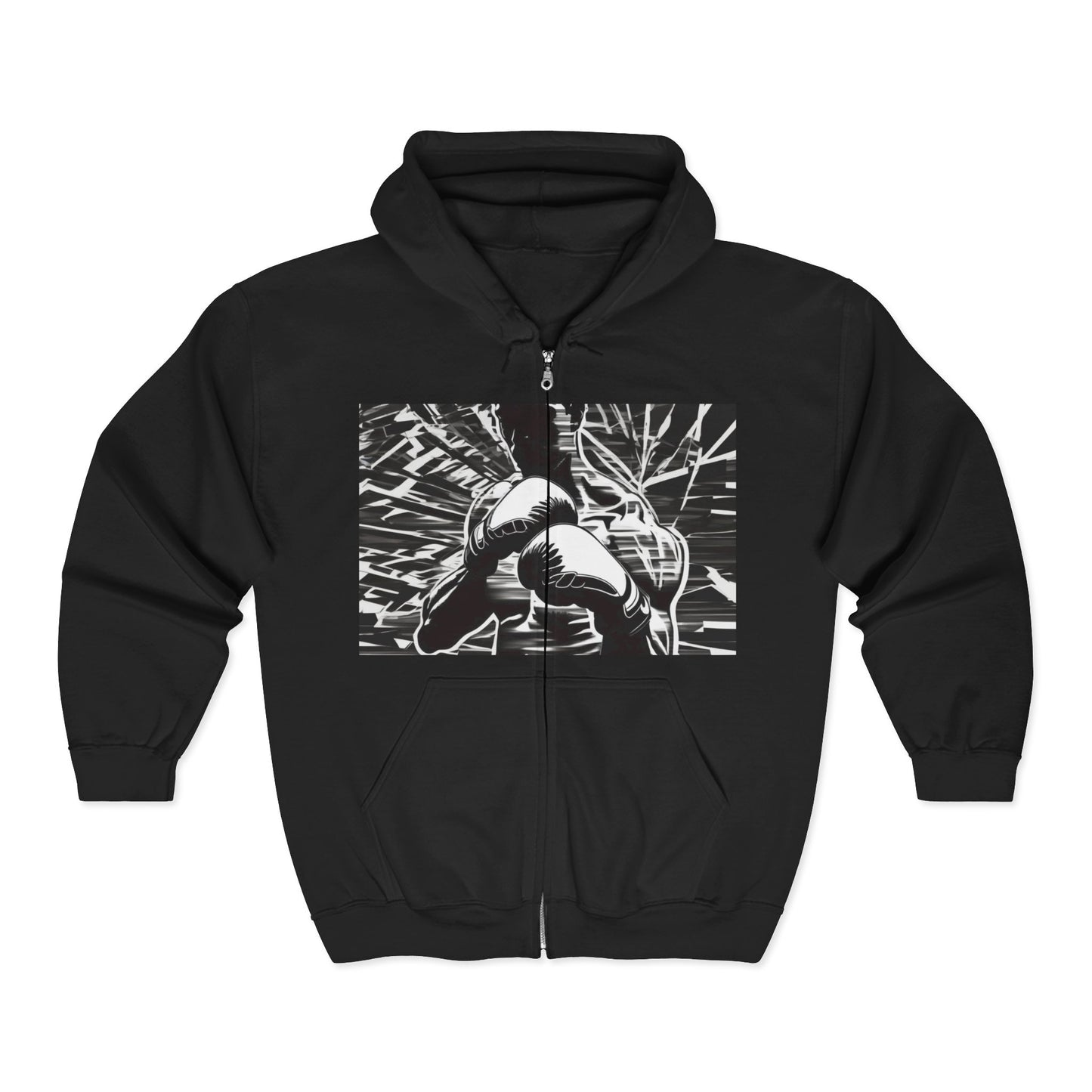 boostlete-boost-mode-scene-boxer-glitch-paper-0084 — Unisex Heavy Blend Full-Zip Hooded Sweatshirt