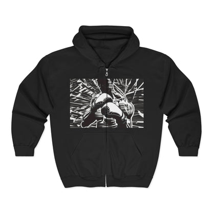 boostlete-boost-mode-scene-boxer-glitch-paper-0084 — Unisex Heavy Blend Full-Zip Hooded Sweatshirt