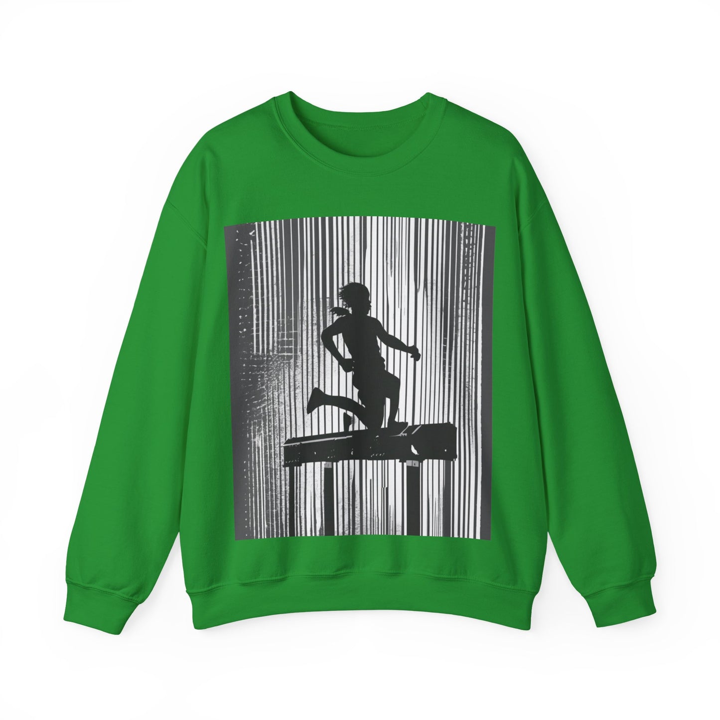 boostlete-am-crew-scene-hurdler-halftone-badge-0956 — Unisex Heavy Blend Crewneck (G18000)