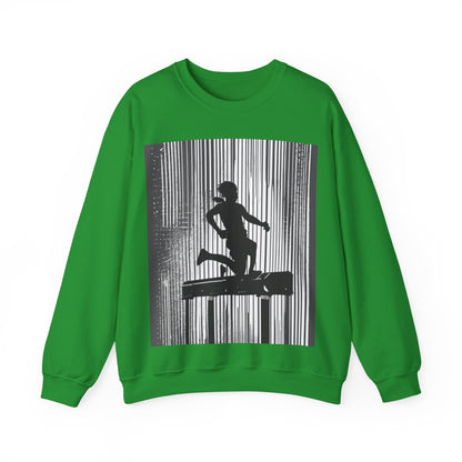 boostlete-am-crew-scene-hurdler-halftone-badge-0956 — Unisex Heavy Blend Crewneck (G18000)
